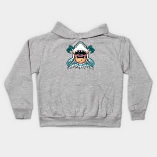 Skeleton Hammock in a Shark Bite // Funny Vintage Beach Cartoon Kids Hoodie